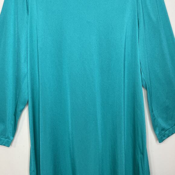 SHADOWLINE size L Nightgown Long Sleeves Machine Embroidered Neckline GREEN USA - Picture 12 of 16